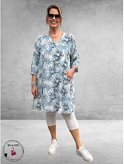 Studio Jurk BRIGITTE Wit-Blauw-Flowers